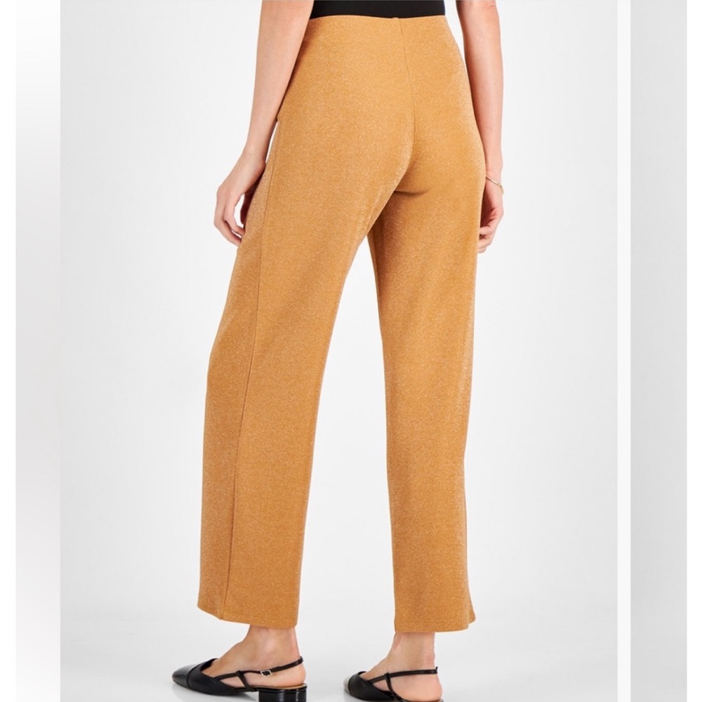 NWOT JM Collection High Waisted Wide Leg Gold Pants - Picture 2 of 8